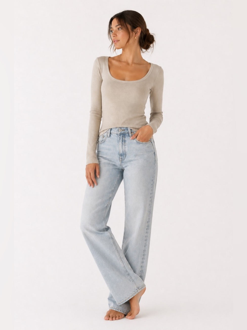 Universal Thread Ribbed Scoop Neck Top Small Neutral Capsule Wardrobe